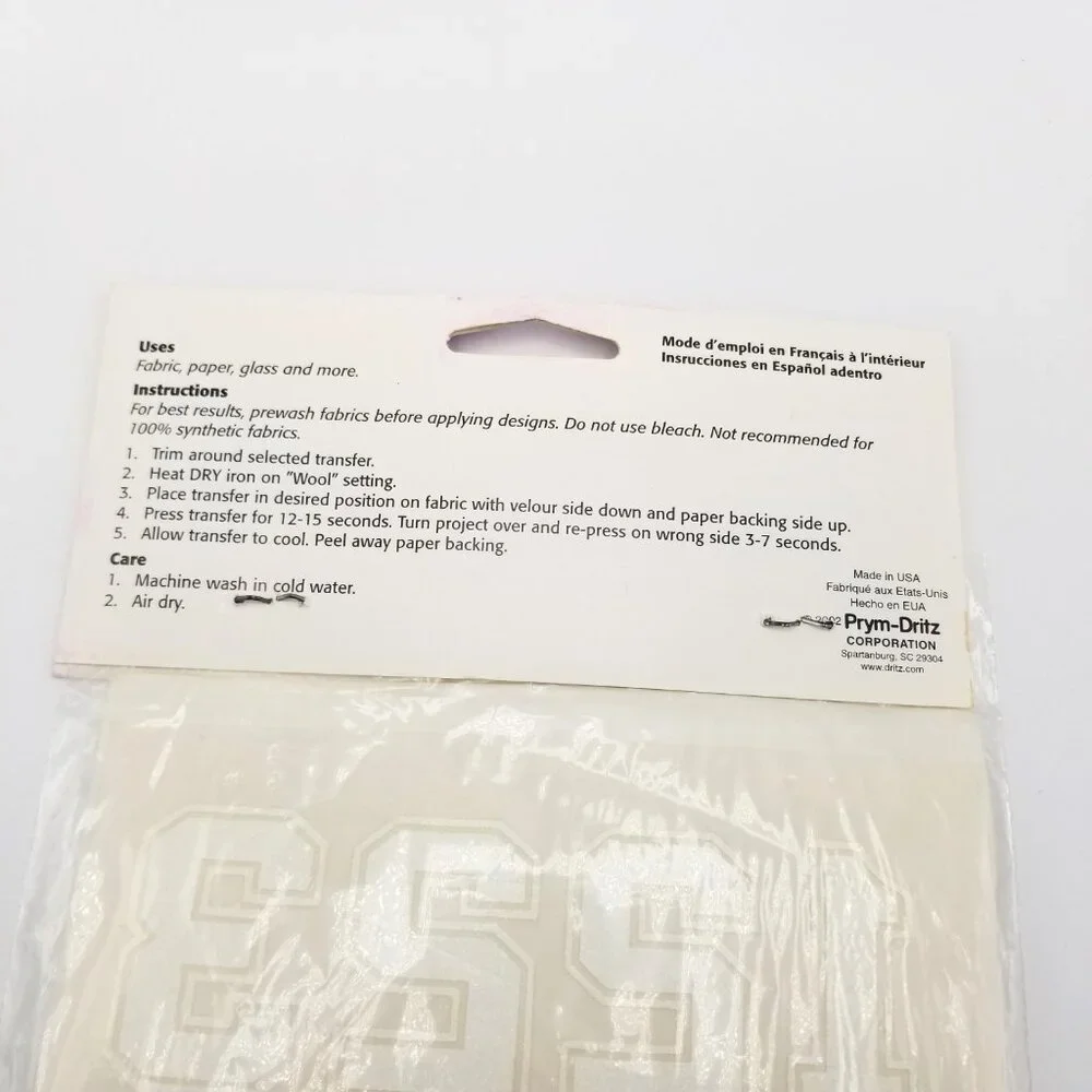 Dritz Iron On Letters & Numbers White 1 Inch A1 Sheet New